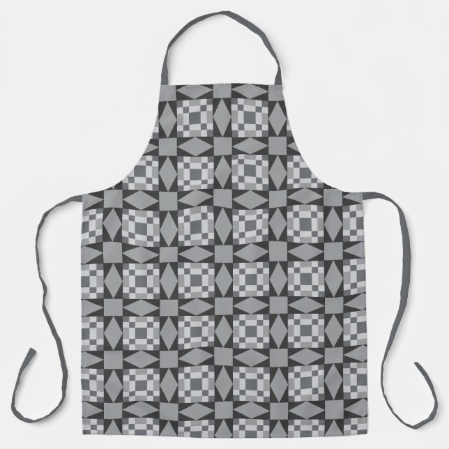 Delantal Shades of Grey Star Chain Patchwork Pattern (Anverso)