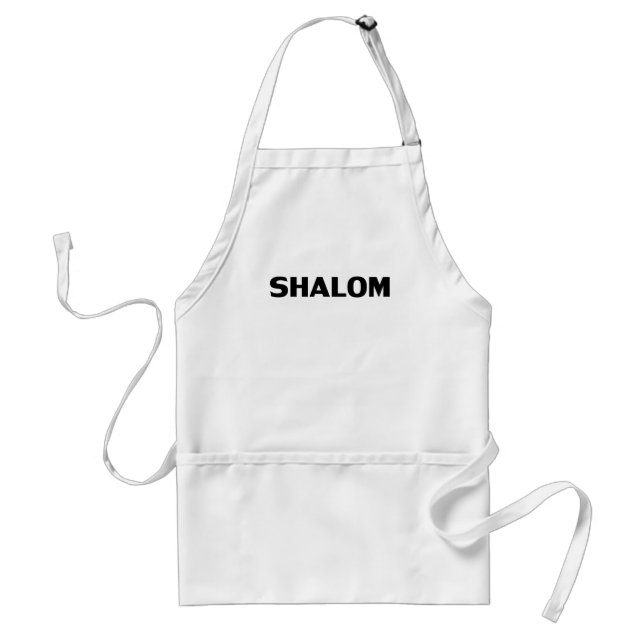 Delantal Shalom, Paz blanco negro minimalista simple (Frente)