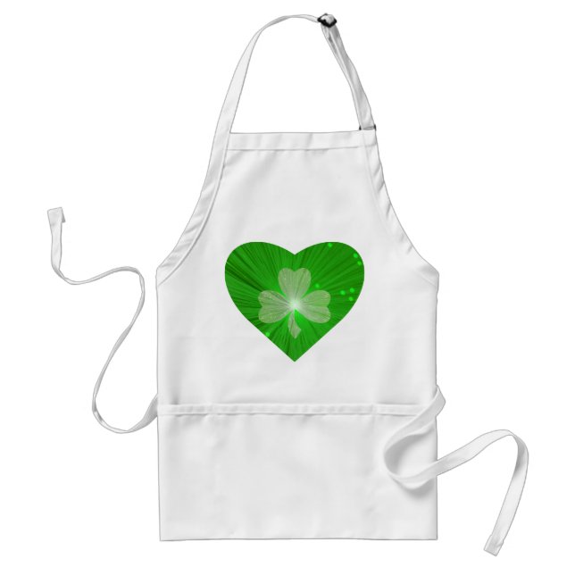 Delantal Shamrock Corazón delgado blanco (Frente)