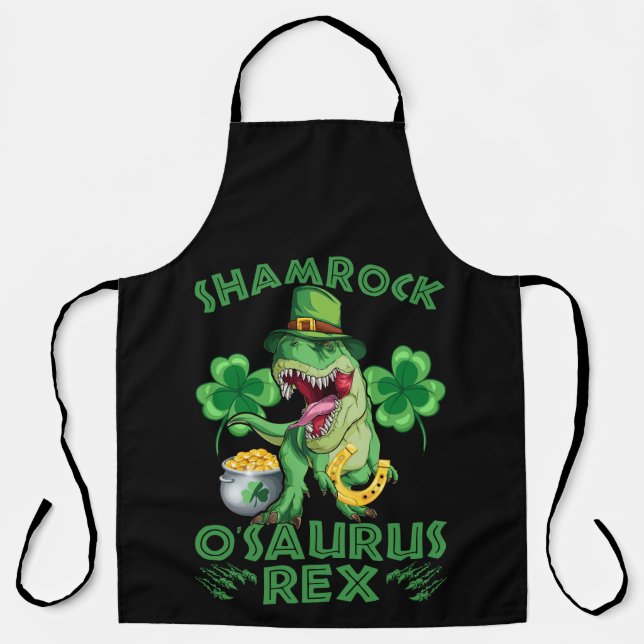 Delantal Shamrock O'saurus Rex | St. Patrick's Day (Anverso)