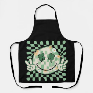 Delantal Shamrock Smile Face Funny Día de San Patricio