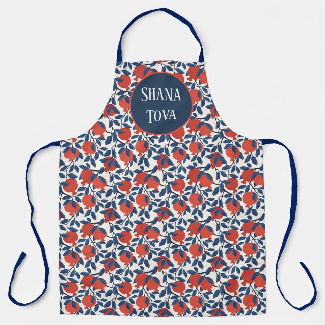Delantal Shana Tova Diseño Botánico de Granada | Elegante (Anverso)