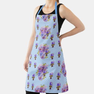 Delantal Shebby Flower Blue Gingham floral Cocina Apron