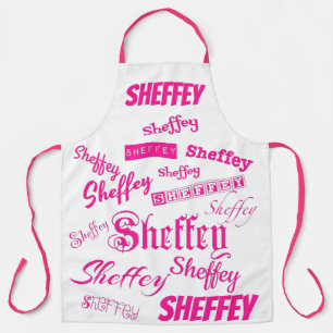 Delantal Sheffey rosa y rojo