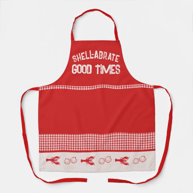 Delantal Shell-abrate Good Times Casual Seafood Gingham (Anverso)