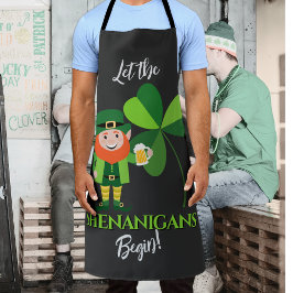 Delantal Shenanigans Leprechaun Shamrock St Patrick's Day