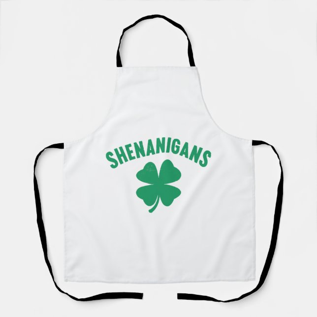 Delantal Shenanigans Shamrock St. Patrick's Day Retro (Anverso)