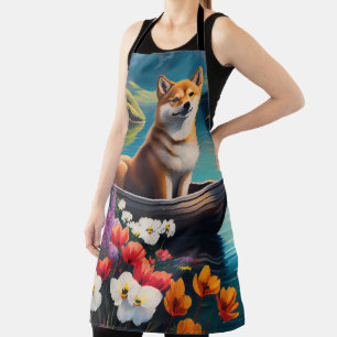 Delantal Shiba Inu en una paleta: Una aventura escénica