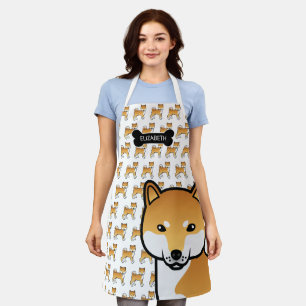 Delantal Shiba Inu Rojo Lindo Perro de Dibujos Animados & N