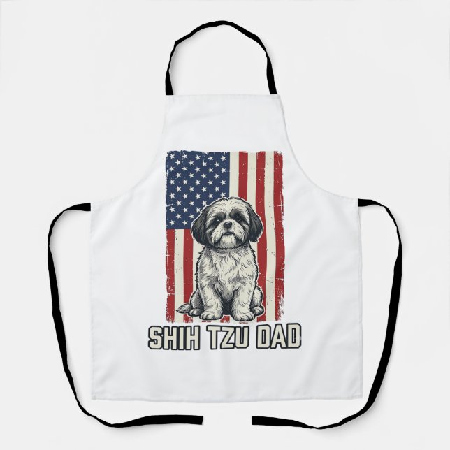 Delantal Shih Tzu Dad Patriotic Flag Vintage Dog Shirt_1 (Anverso)