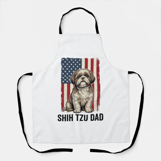 Delantal Shih Tzu Dad Patriotic Vintage Dog Shirt Design_1 (Anverso)