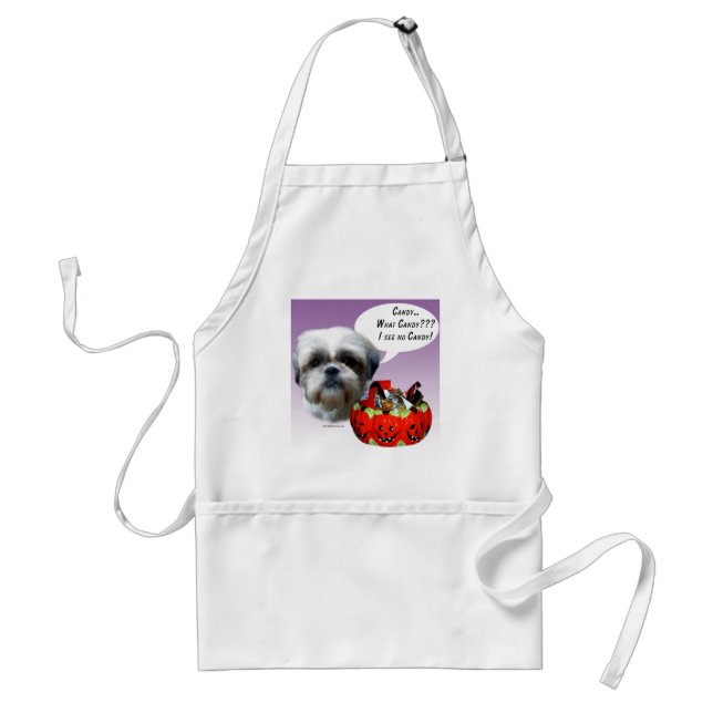 Delantal Shih Tzu (natural) Candy de Halloween (Frente)