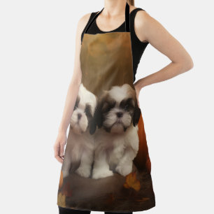Delantal Shih Tzu Puppy Calabaza deslumbrante de otoño
