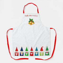 Delantal Siete Gnomos de Navidad en Blanco
