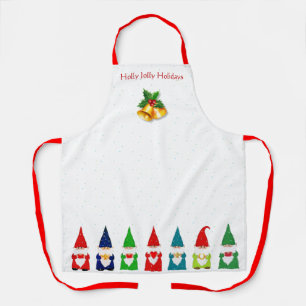 Delantal Siete Gnomos de Navidad en Blanco