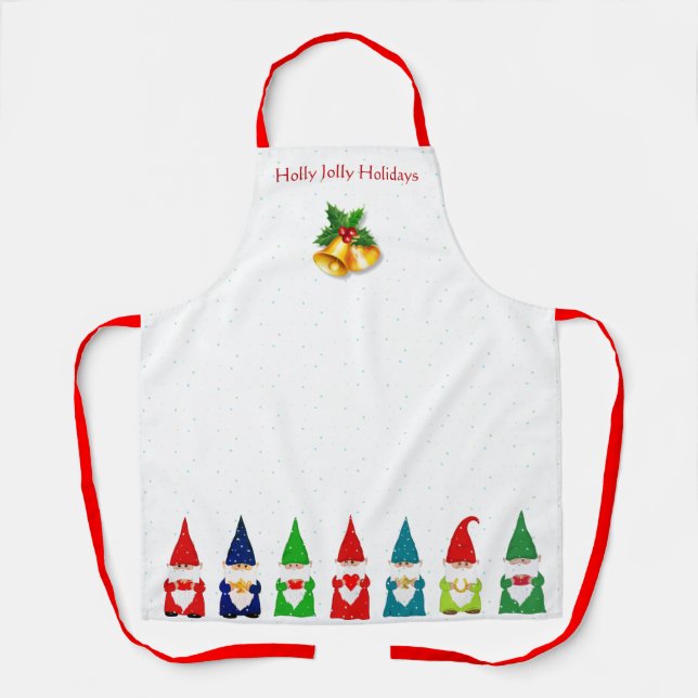 Delantal Siete Gnomos de Navidad en Blanco (Anverso)