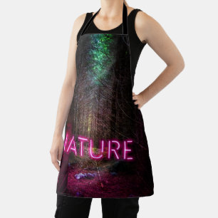 Delantal Signo de neón magenta de la naturaleza misteriosa
