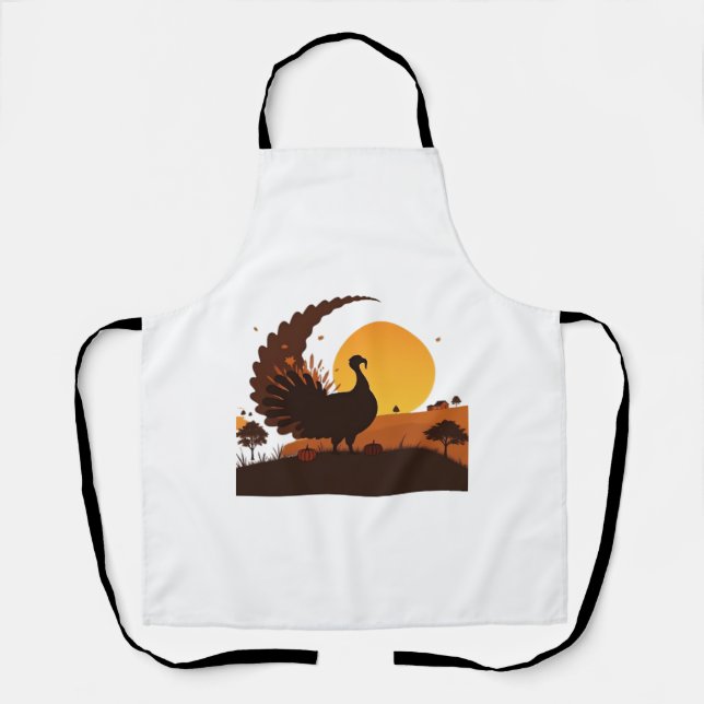Delantal Silhouette de Acción de Gracias Turquía - Sunset H (Anverso)