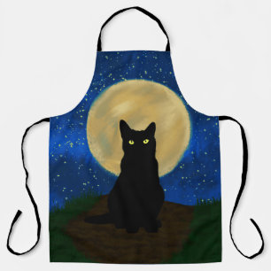 Delantal Silhouette de Halloween Black Cat Moonlit