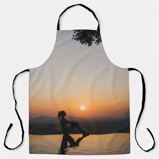 Delantal Silhouette de mujer sentada al borde de la eternid (Anverso)