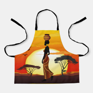 Delantal Silhouette de una bella mujer africana sobre los S