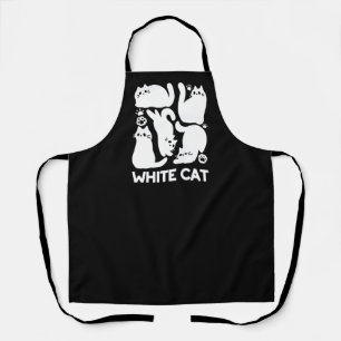 Delantal Silhouettes de color blanco gatito - Diseño felino