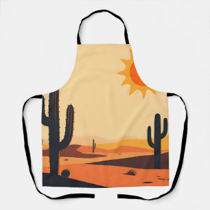 Delantal Silueta de puesta de sol de cactus del desierto