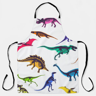 Delantal Siluetas de dinosaurio: patrón de sketch vintage.