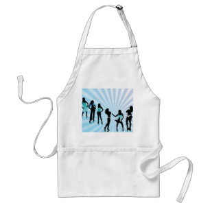 Delantal Siluetas de mujeres elegantes moda azul teal