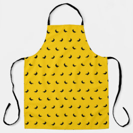 Delantal Siluetas de pequeñas bananas negras sobre amarillo