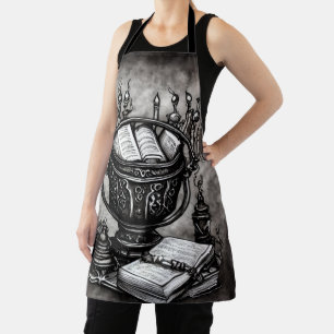 Delantal Silvery Steampunk Cauldron Spellbooks and Potions