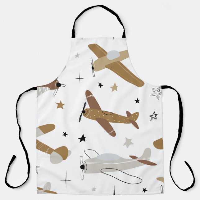 Delantal Sim de niños repitiéndose sin costura y dibujados  (Anverso)