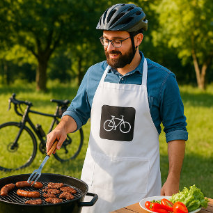 Delantal Símbolo de bicicleta minimalista en negro y blanco