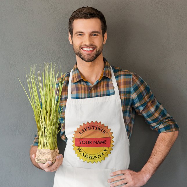 Delantal Símbolo de garantía de por vida su nombre Apron ad (Lifetime Warranty Symbol Your Name Adult Apron)