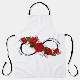 Delantal Símbolo infinito con rosas rojas