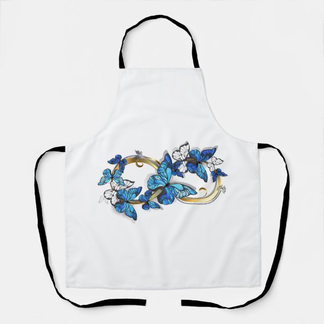 Delantal Símbolo infinito de mariposas Morpho azules (Anverso)