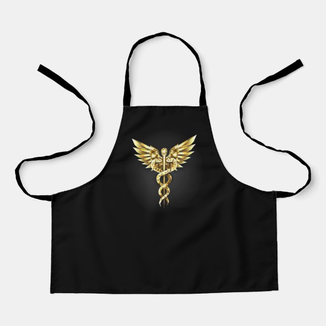Delantal Símbolo poligonal de oro Caduceus (Anverso)