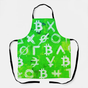 Delantal Símbolos de Bitcoin (beneficio brillante verde - 1