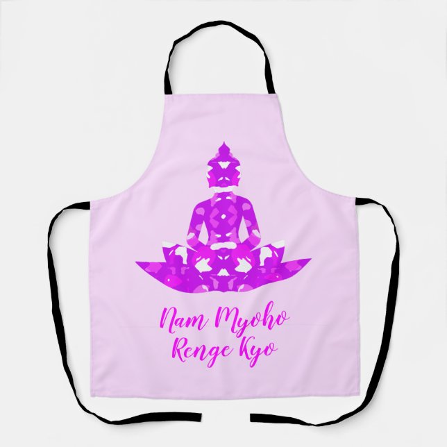 Delantal Simetría espiritual rosa y blanca Lotus Yoga (Anverso)