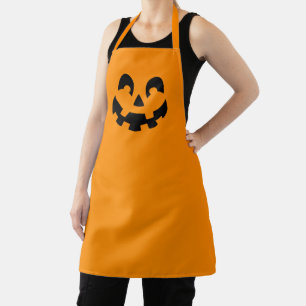 Delantal Simple Cara De Calabaza Negra En Halloween Naranja