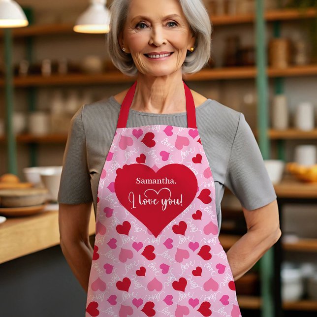 Delantal Simple Heart Pattern Personalized Love Gift Valent (Simple Heart Pattern Personalized Love Gift Valentine Apron)
