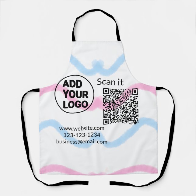 Delantal Simple minimal q r code add logo scan code name we (Anverso)