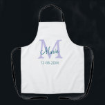 Delantal simple mínimo añadir nombre monograma púrpura fech<br><div class="desc">diseño hermoso</div>
