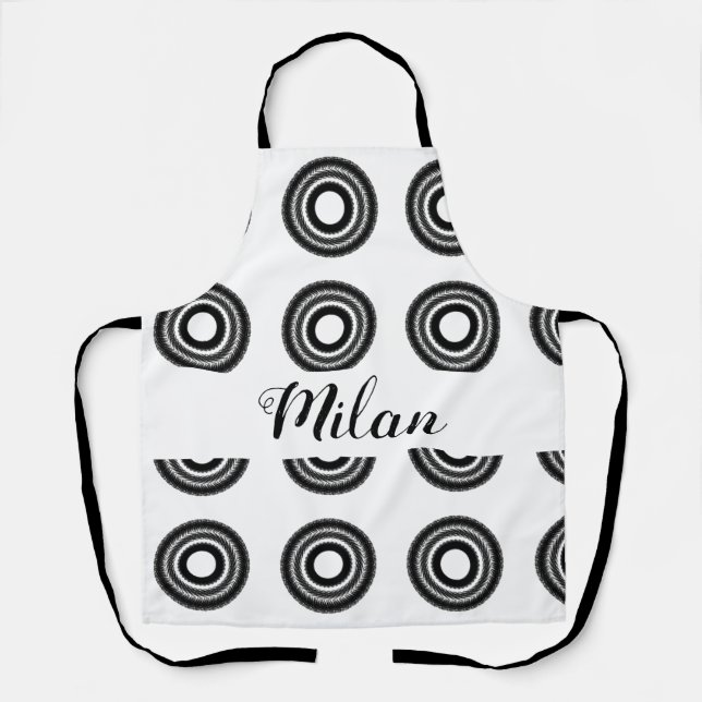 Delantal simple personalizado BLACK mandala monograma añada (Anverso)