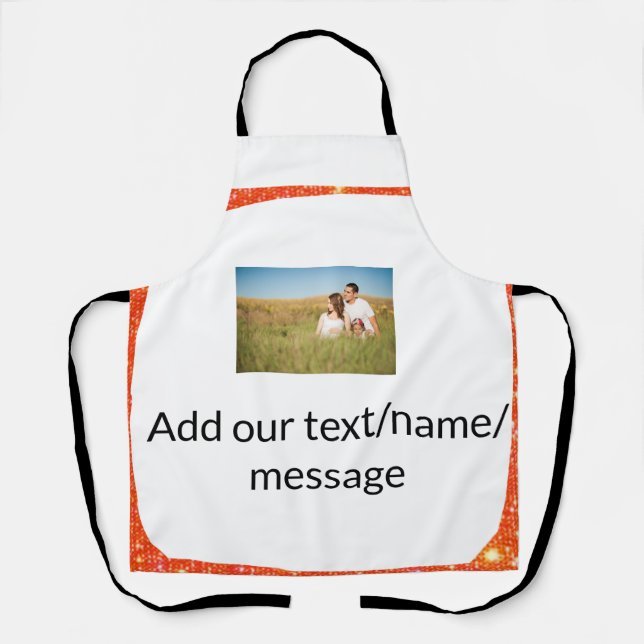 Delantal Simple y mínimo añadir tu purpurina de texto de fo (Anverso)