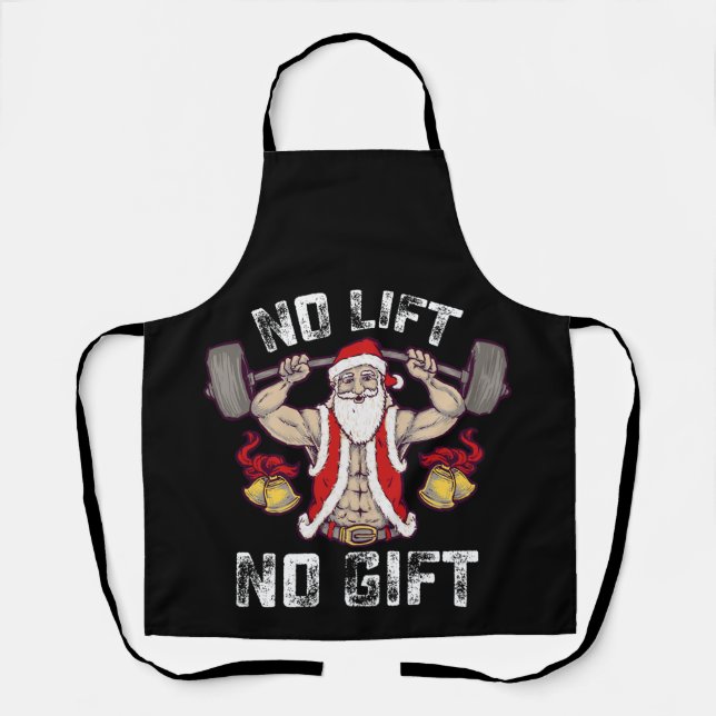 Delantal Sin elevador sin regalo Santa Gym Fitness Christma (Anverso)