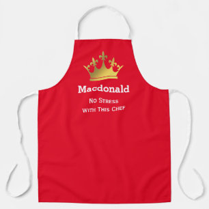 Delantal SIN FUERZA CHEF Corona personalizada RED