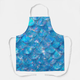Delantal Sirena Brillante Estampado Azul