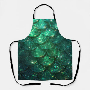 Delantal Sirena Brillante Verde Impreso