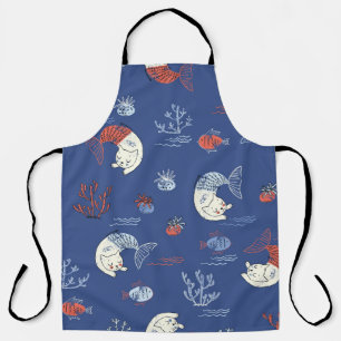 Delantal Sirena de gatos, patrón sin costuras texturado.